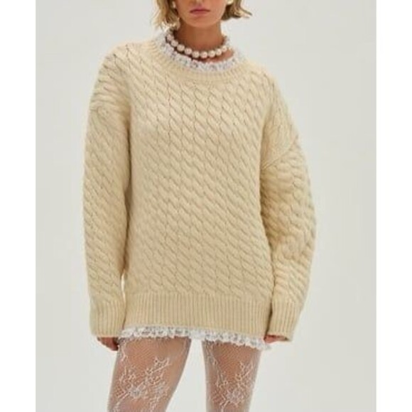 For Love & Lemons x Victoria’s Secret Milana Sweater in Ivory – Size Small - Picture 1 of 6